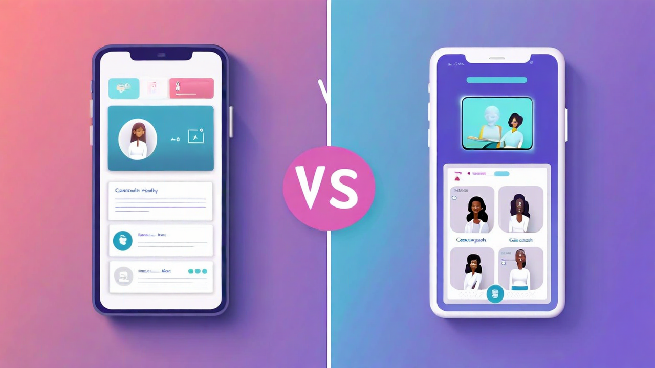 Article Header Image — — Phone screen with calming interface vs. clinical video call