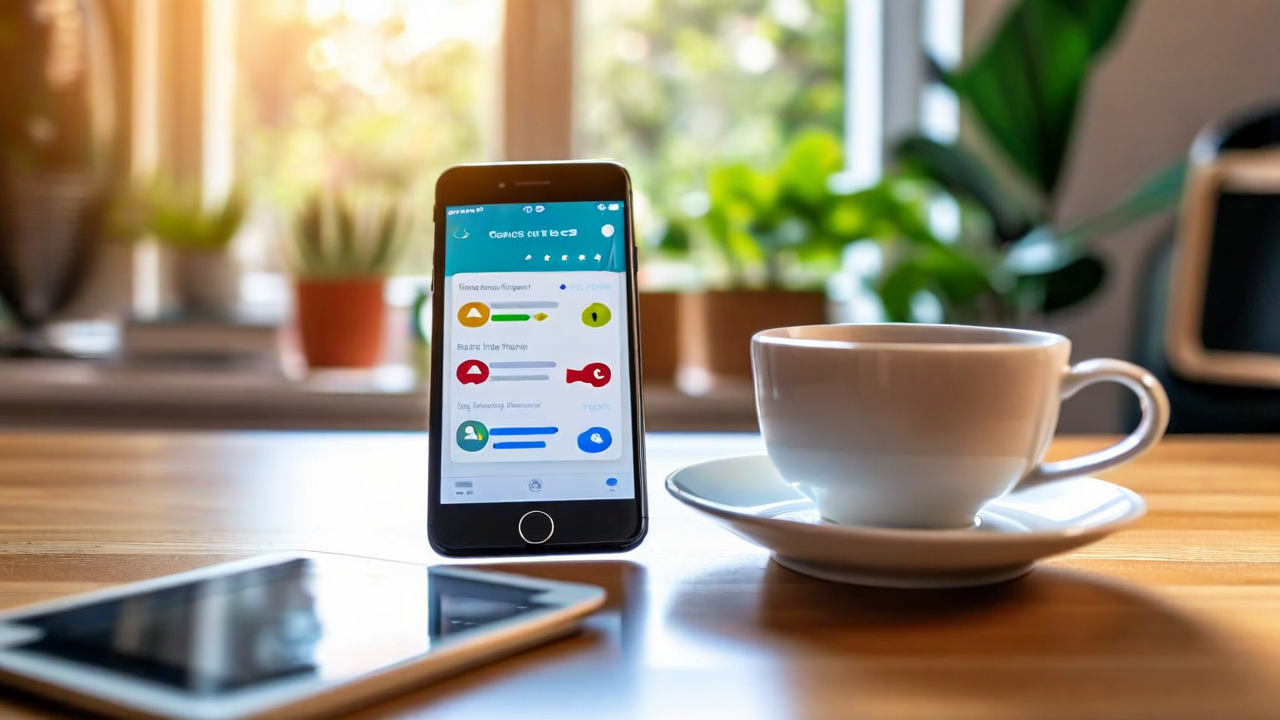 Article Header Image — — Person on phone sending message, calm home environment